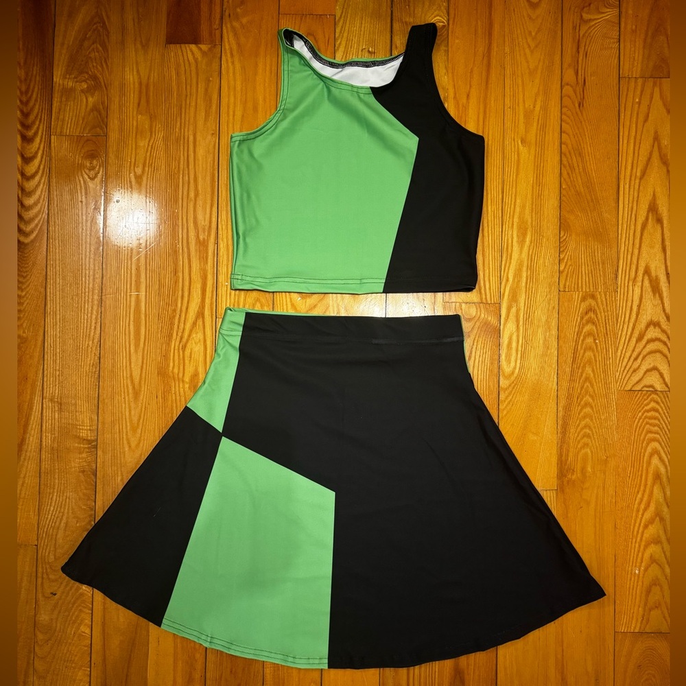 Shego flare skirt and halter top set
